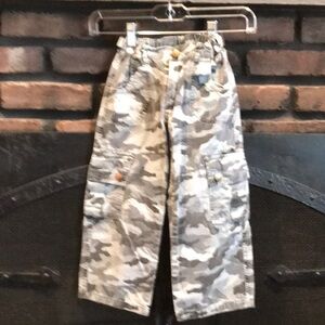 Kids' Gray Camouflage Cargo Pants with Elastic Waist